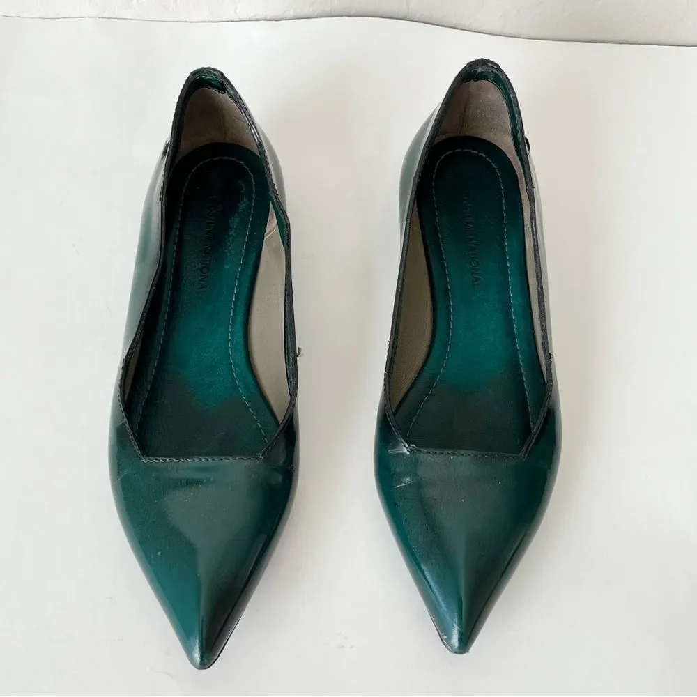 CNC Costume National Teal Pointed-Toe Leather Flats